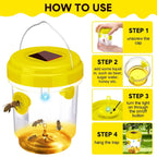 Solar Wasp and Bee Trap with UV Light and Dual Tunnels, 6-Pack Set All Vera Mart