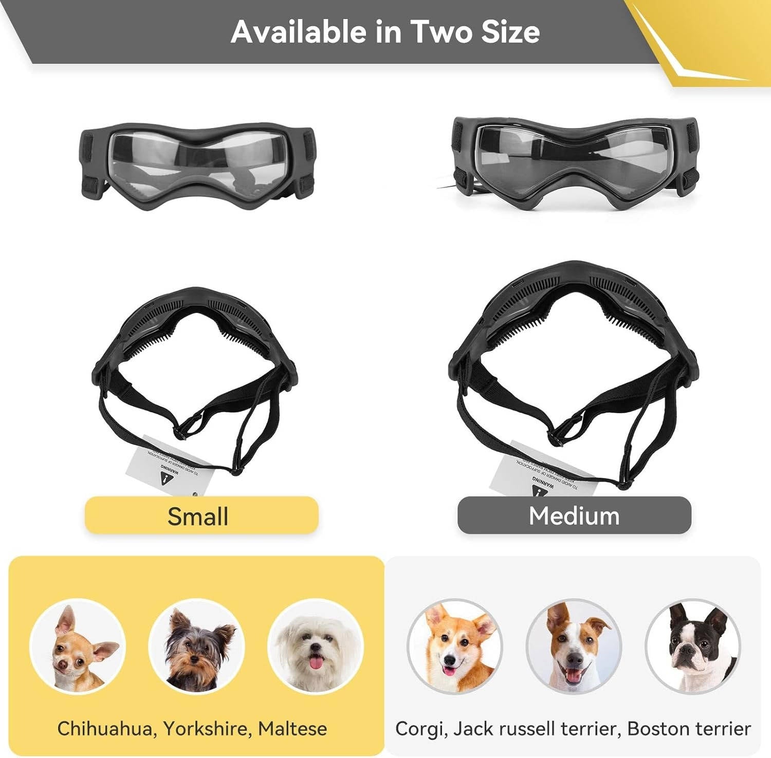 Pet Eye Protection Goggles with Wraparound Lens and Adjustable Straps for Small Dogs All Vera Mart