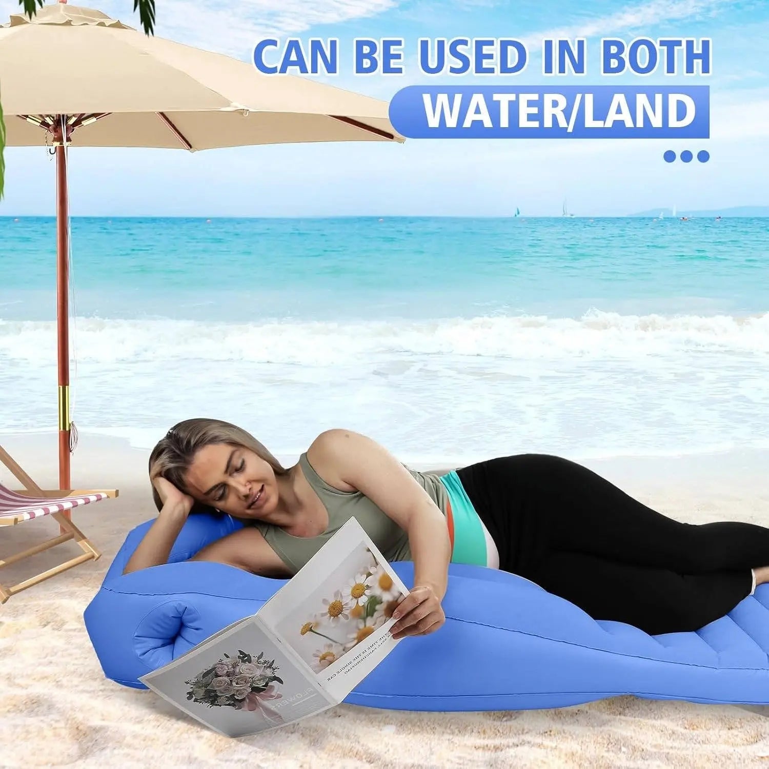 Pregnancy Pillow with Belly Cradle and Dual Chamber Air Support, Inflatable 65in All Vera Mart