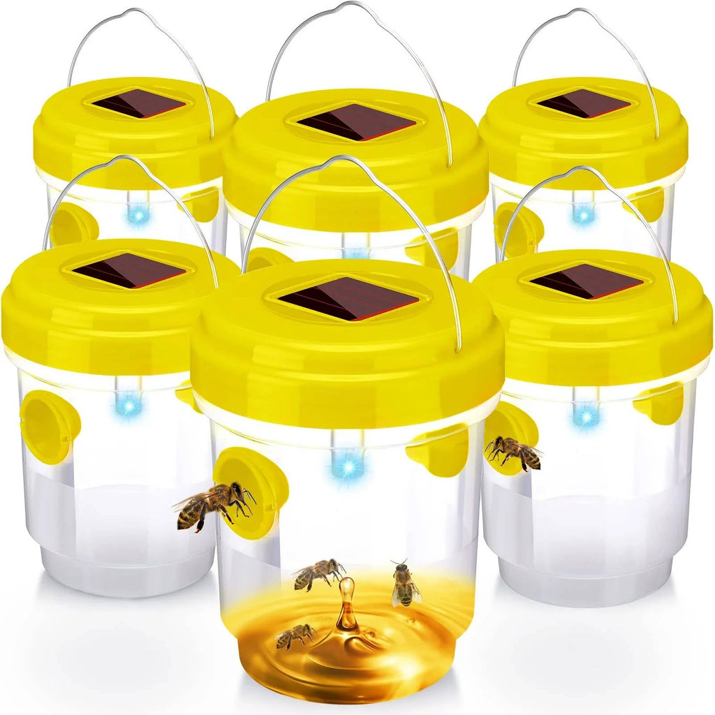 Solar Wasp and Bee Trap with UV Light and Dual Tunnels, 6-Pack Set All Vera Mart