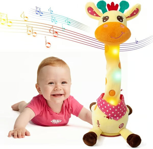 Plush Giraffe Toy with Voice Recording and Music, 12in Rechargeable All Vera Mart