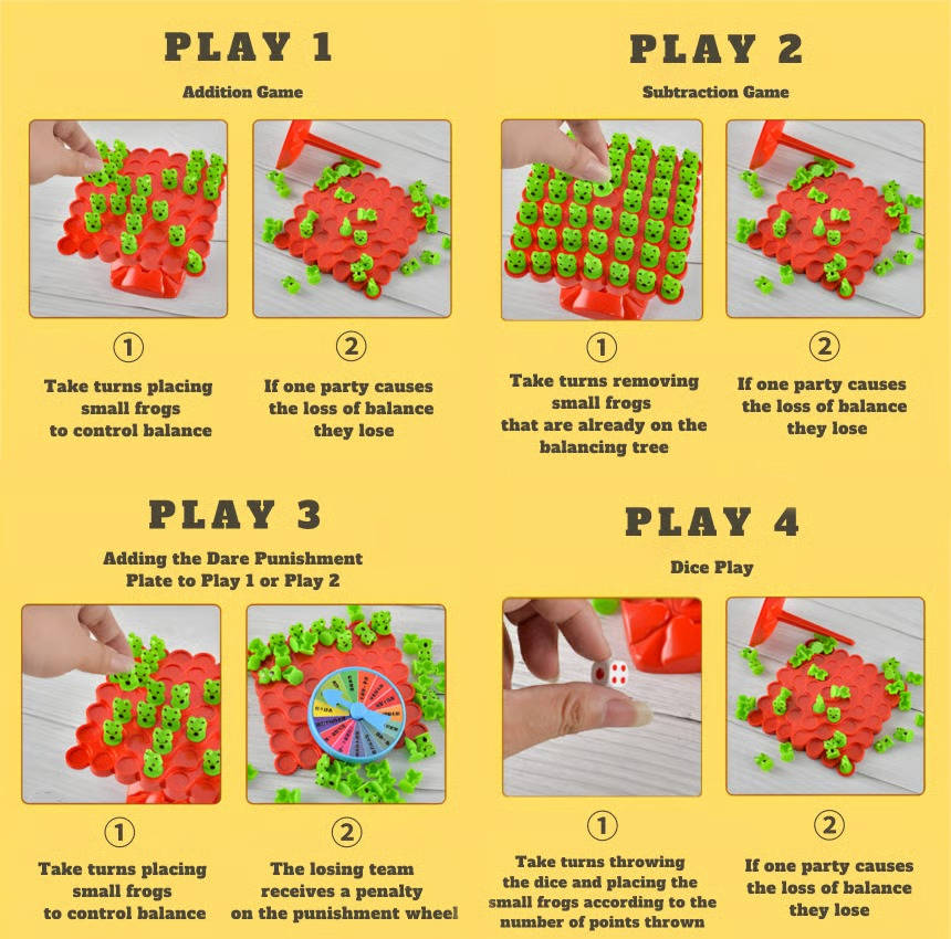 Balancing Frog Game with Number Cube and 50 Colorful Frogs All Vera Mart