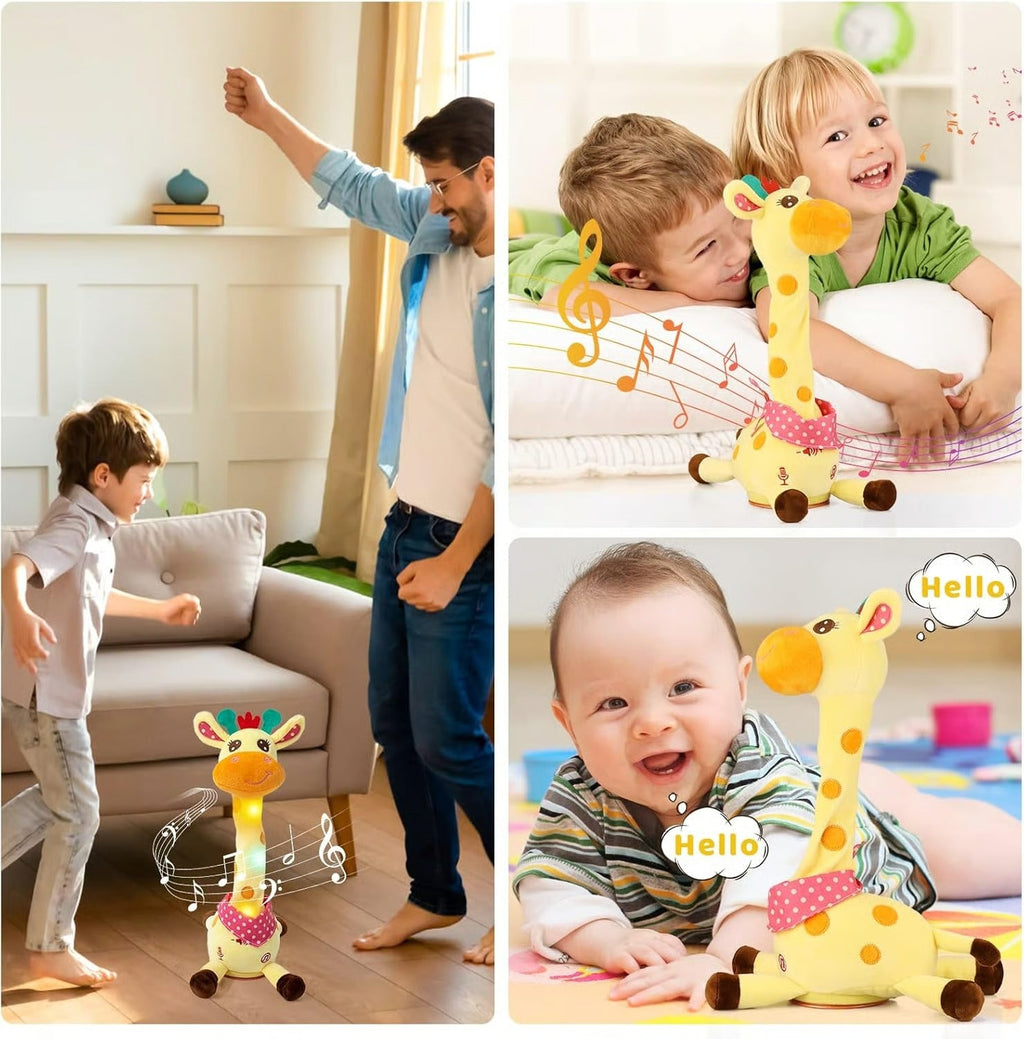 Plush Giraffe Toy with Voice Recording and Music, 12in Rechargeable All Vera Mart