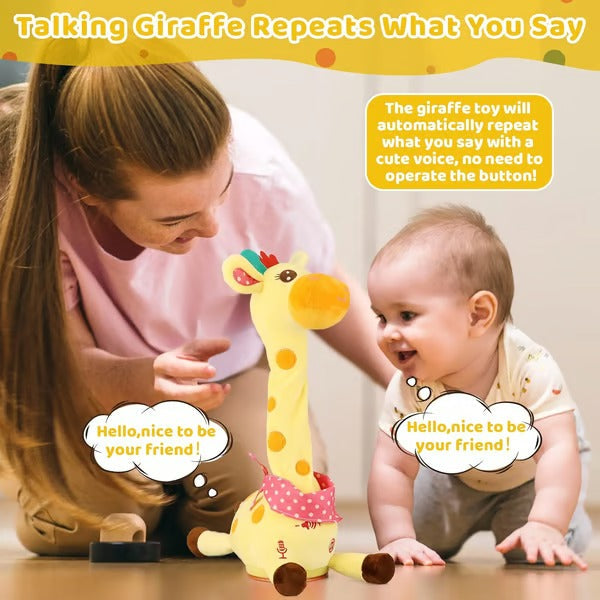 Plush Giraffe Toy with Voice Recording and Music, 12in Rechargeable All Vera Mart