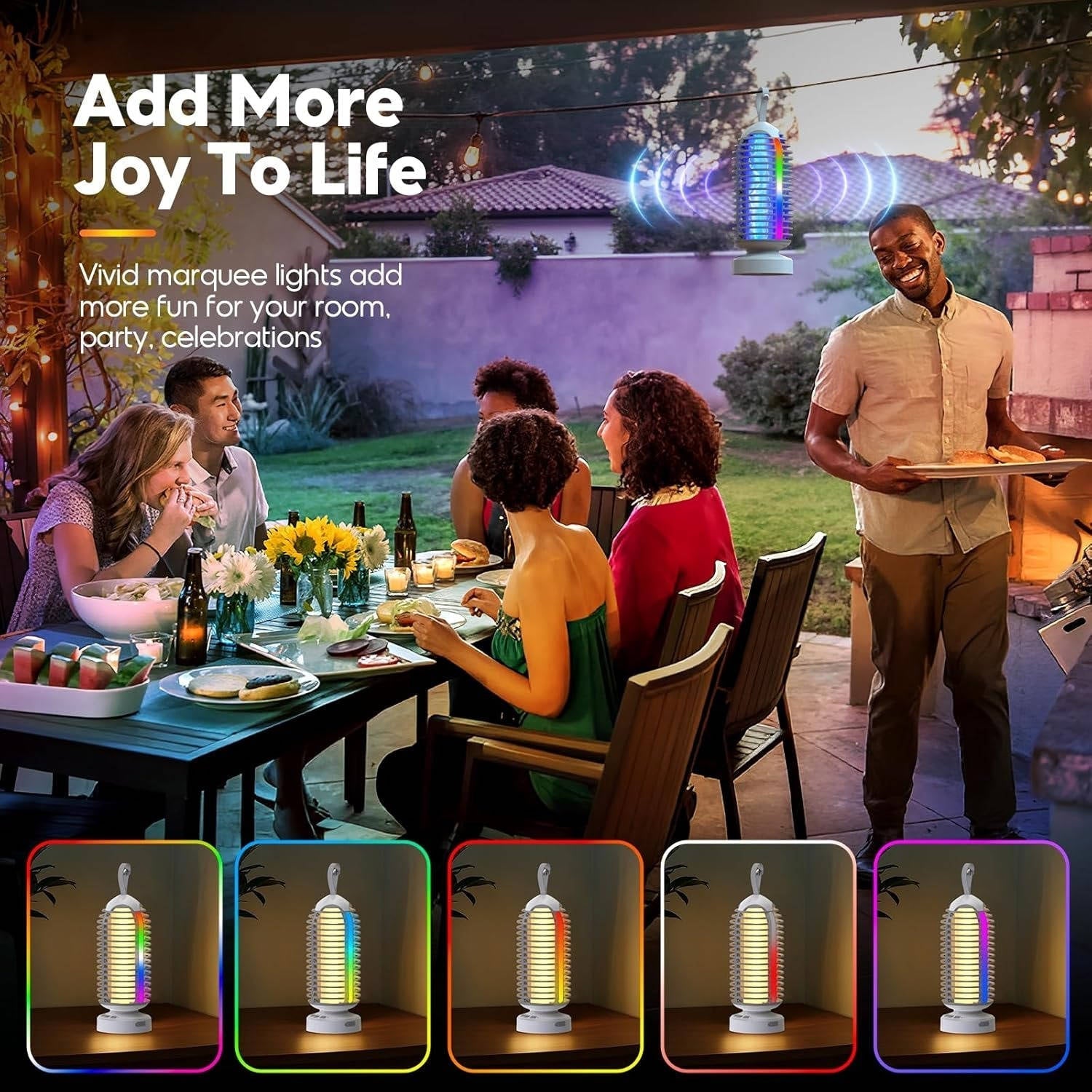 Rechargeable Bug Zapper with Color Changing Marquee Light and Auto Dusk Sensor for Outdoor Use All Vera Mart