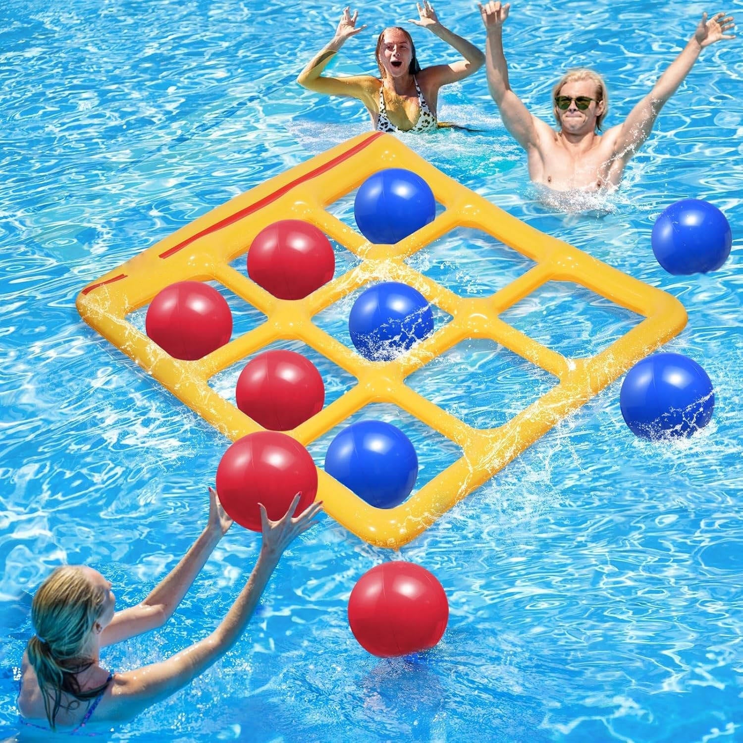 Floating Tic Tac Toe Game Board with 10 Inflatable Balls and Manual Pump All Vera Mart