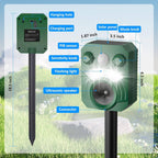 Motion Activated Animal Deterrent with Ultrasonic Sound and Flashing Light, Solar Powered All Vera Mart