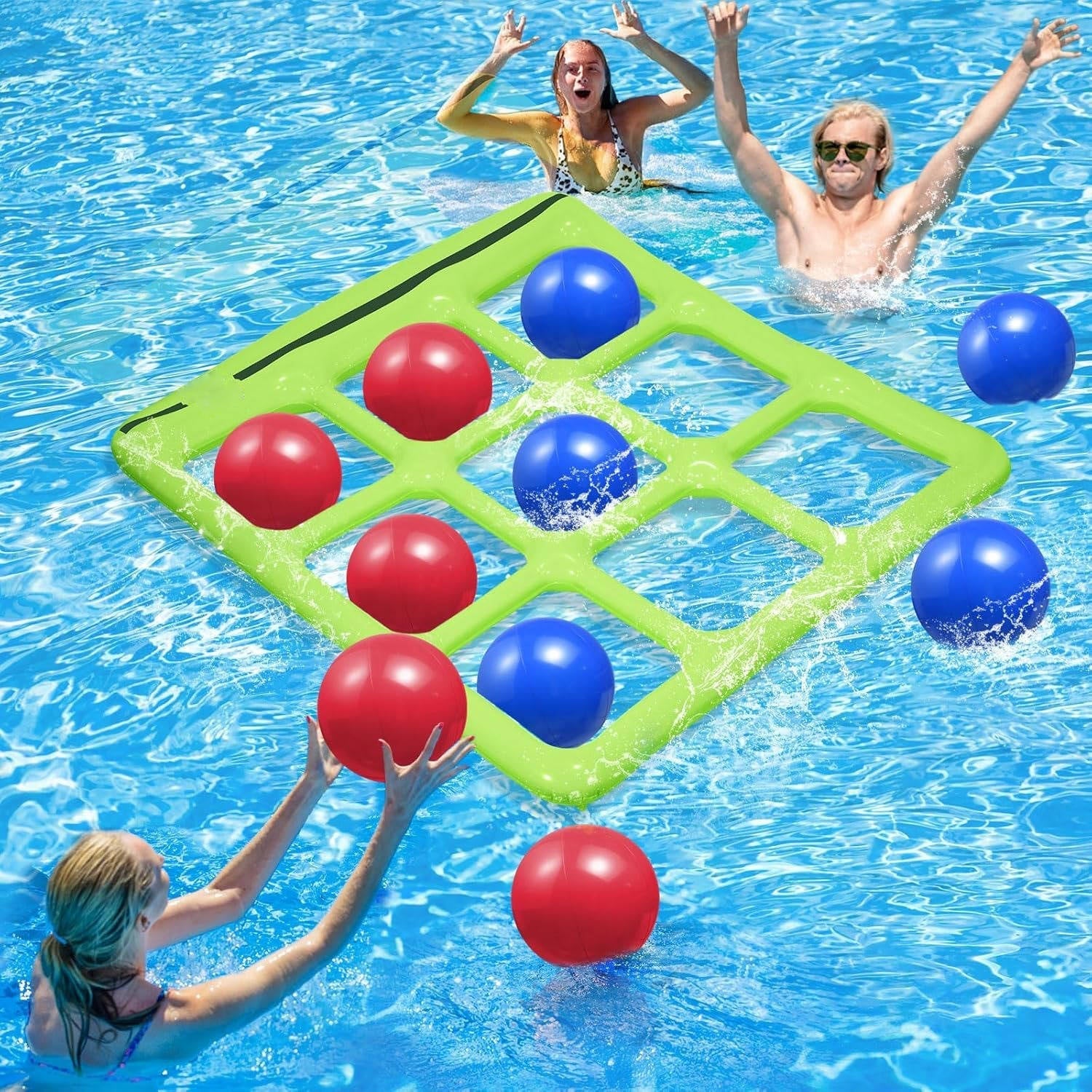 Floating Tic Tac Toe Game Board with 10 Inflatable Balls and Manual Pump All Vera Mart