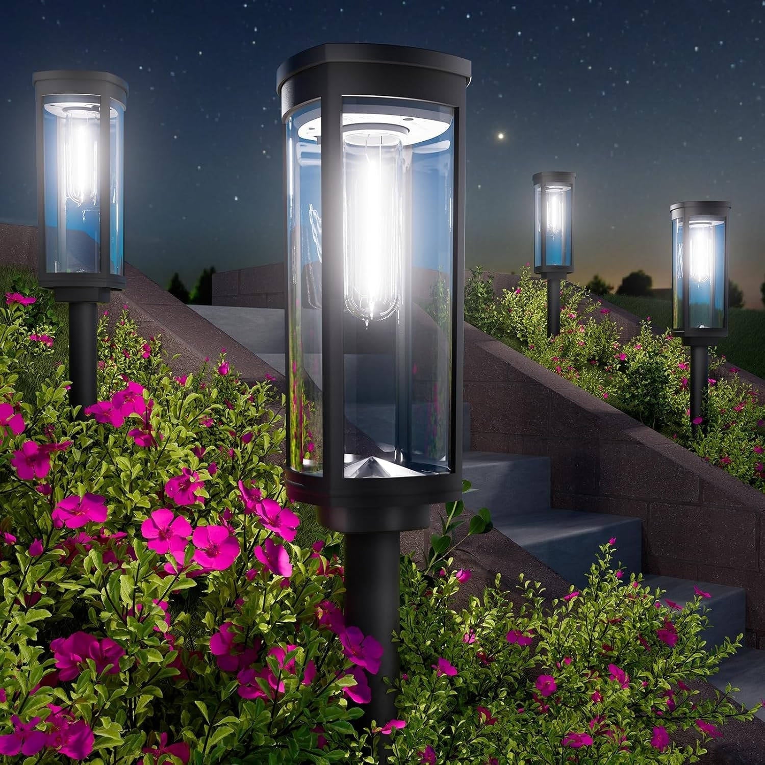 Solar Pathway Lights with Automatic Dusk Sensor and Warm White Glow for Outdoor Walkways All Vera Mart