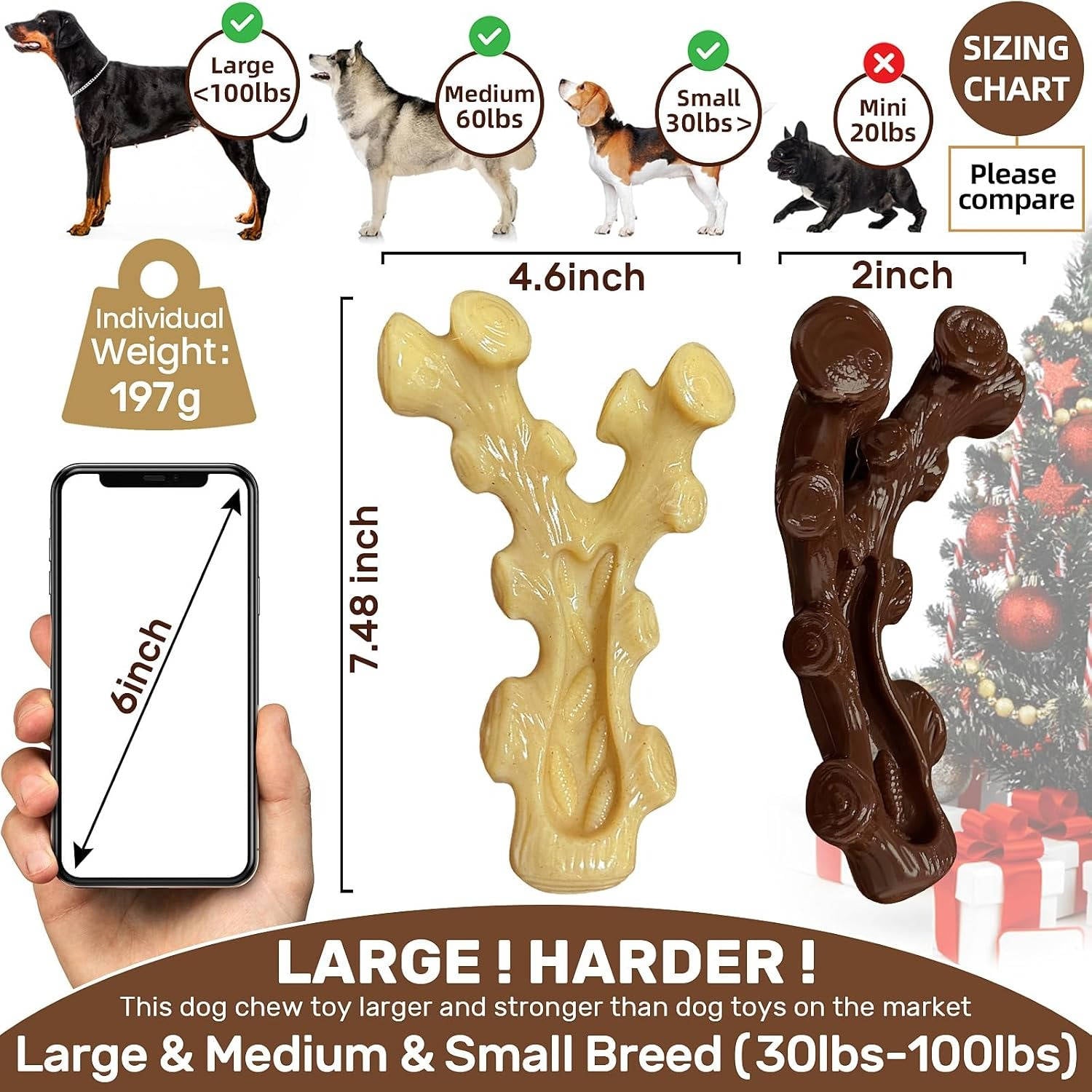 Nylon Chew Toys with Bacon and Maple Scents and Textured Grooves for Medium to Large Dogs All Vera Mart