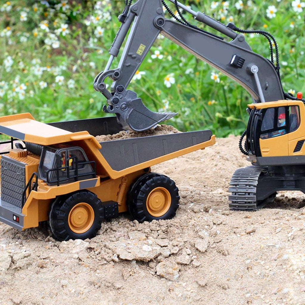 Remote Control Excavator with Three Motors and Metal Attachments for Kids All Vera Mart