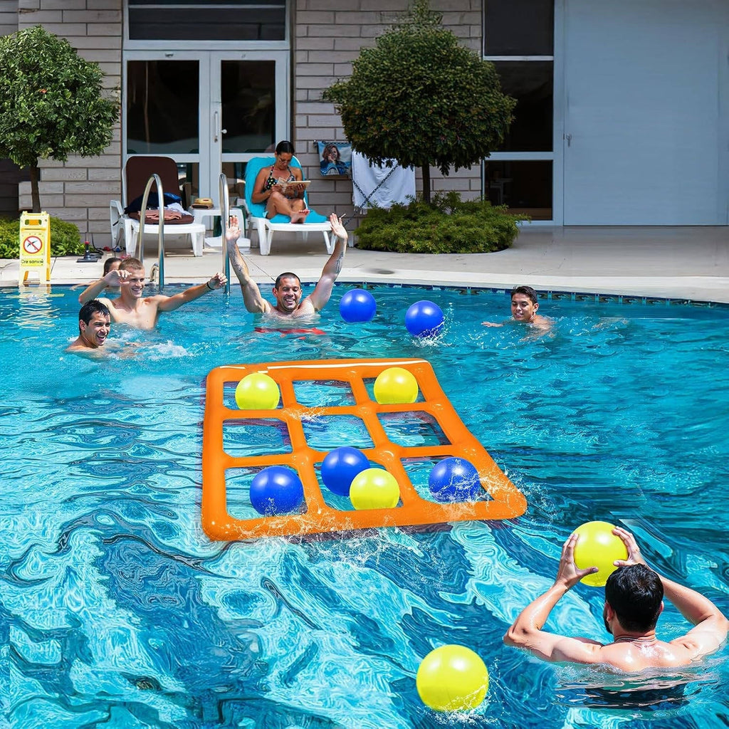 Floating Tic Tac Toe Game Board with 10 Inflatable Balls and Manual Pump All Vera Mart