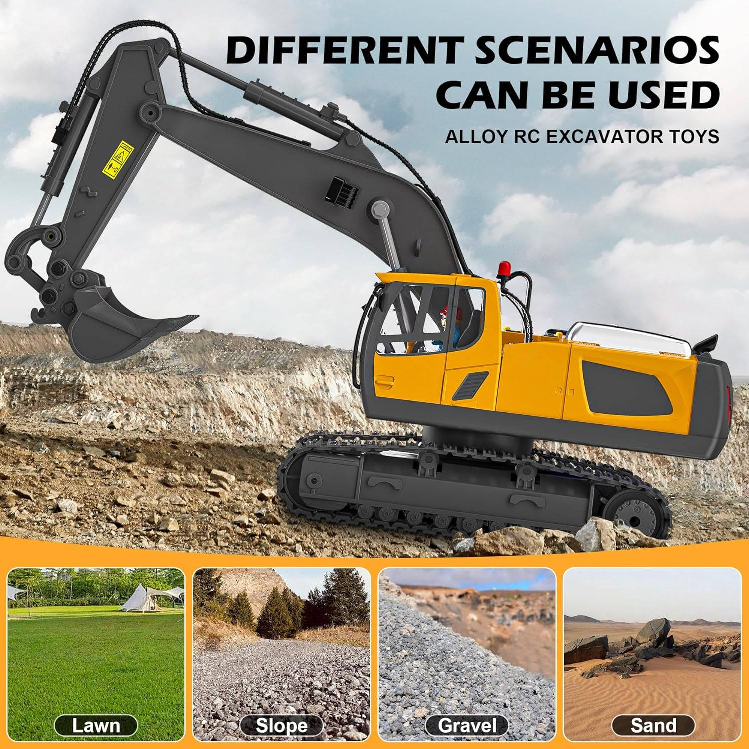 Remote Control Excavator with Three Motors and Metal Attachments for Kids All Vera Mart