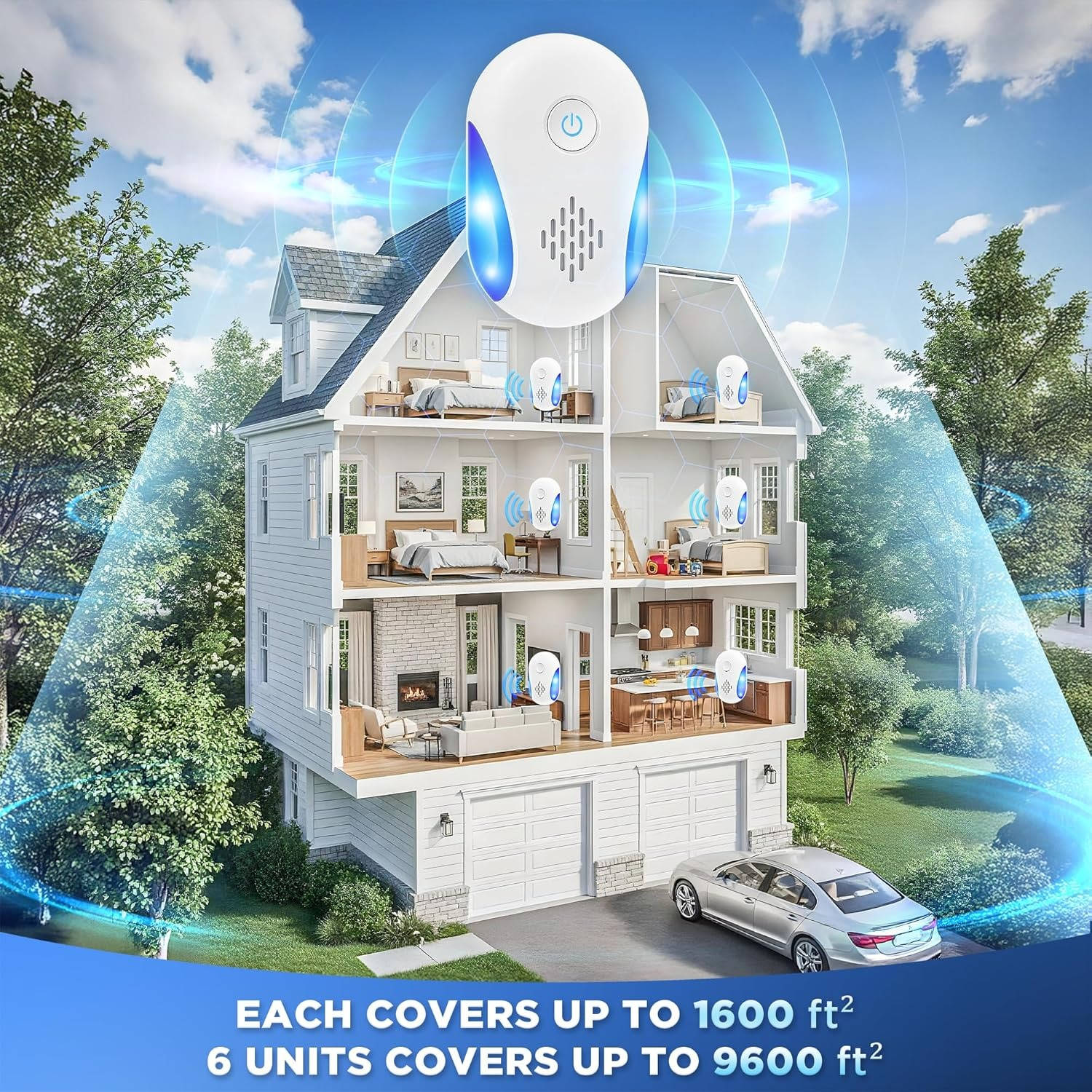 Ultrasonic Pest Repeller with Dual Frequency Modes and Nightlight, 6-Pack All Vera Mart