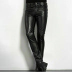 Black Faux Leather Pants with Spandex Stretch for Low Rise Slim Fit Ankle Length All Vera Mart