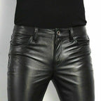 Black Faux Leather Pants with Spandex Stretch for Low Rise Slim Fit Ankle Length All Vera Mart