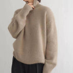 Turtleneck Sweater with Stretch Knit and Full Length Sleeves, Loose Fit All Vera Mart