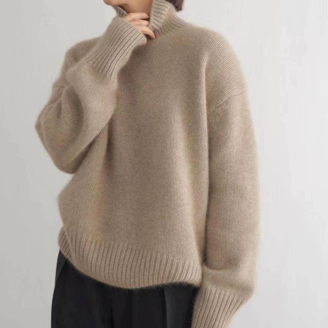 Turtleneck Sweater with Stretch Knit and Full Length Sleeves, Loose Fit All Vera Mart