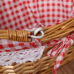 Oval Willow Picnic Basket with Dual Lids and Removable Cotton Liner All Vera Mart