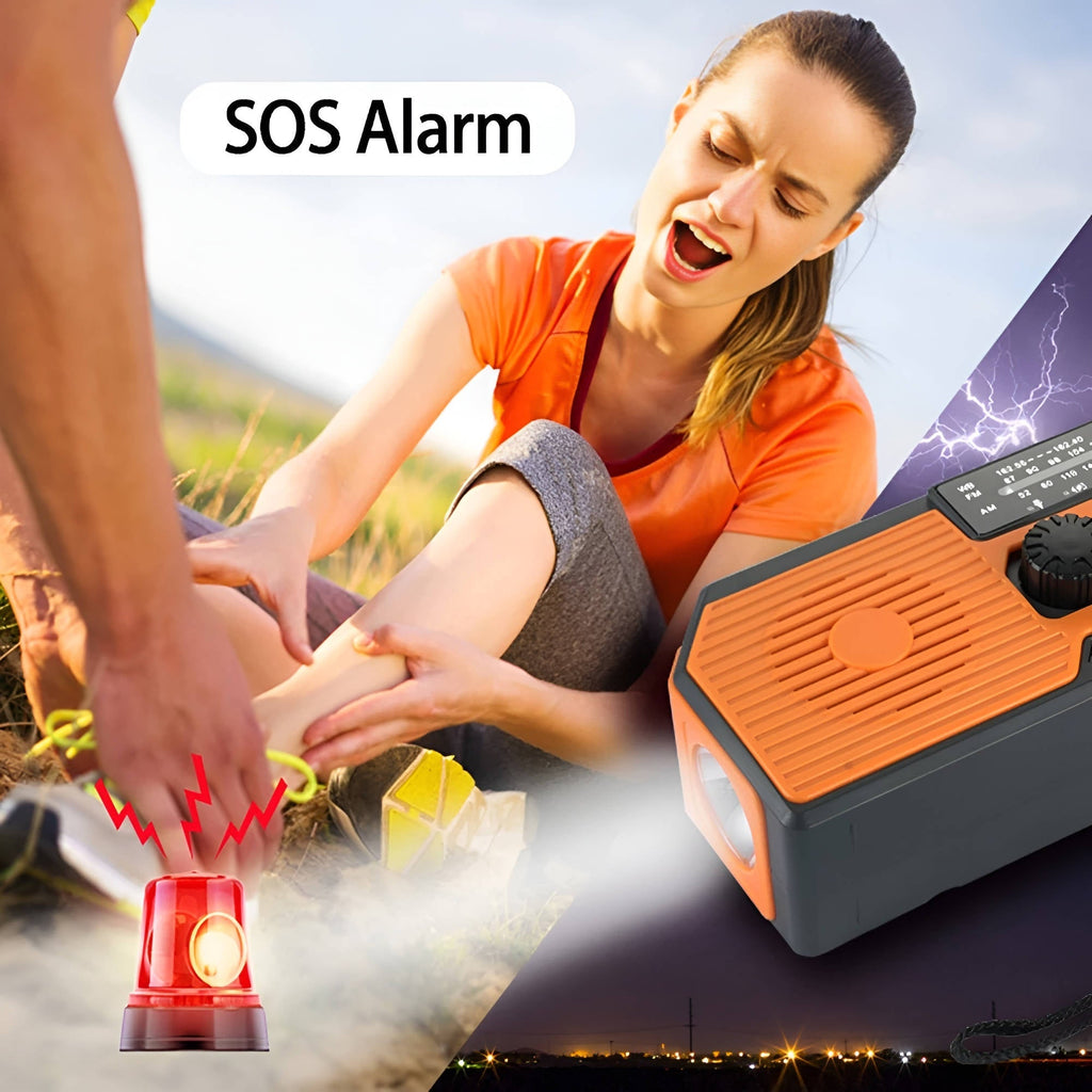 Multiband Emergency Radio with Solar Hand Crank and 5000mAh Battery Bank All Vera Mart