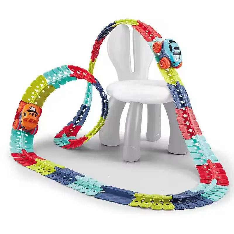 Kids Race Track with LED Glow and Flexible Bendable Sections, Rechargeable Car All Vera Mart