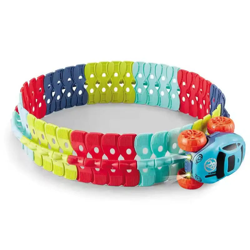 Kids Race Track with LED Glow and Flexible Bendable Sections, Rechargeable Car All Vera Mart