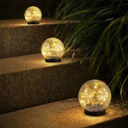 Solar Globe Lights with Cracked Glass and Dusk to Dawn Sensor, 2 Pack All Vera Mart