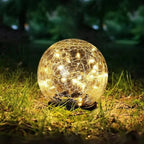 Solar Globe Lights with Cracked Glass and Dusk to Dawn Sensor, 2 Pack All Vera Mart