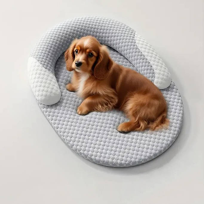 Cooling Dog Bed with Memory Foam and Extended Neck Support, Machine Washable All Vera Mart