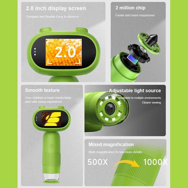 Handheld Digital Microscope with 100X Magnification and 2 Inch HD Screen All Vera Mart