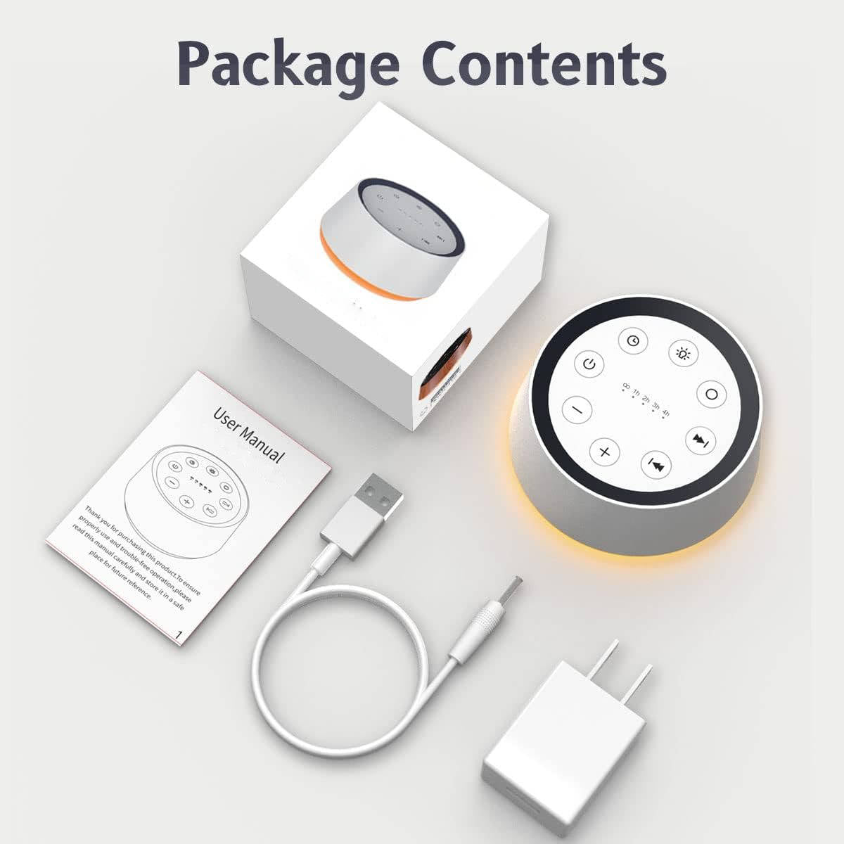 Sound Machine with 30 Calming Sounds and 12-Color Night Light, Travel Portable All Vera Mart