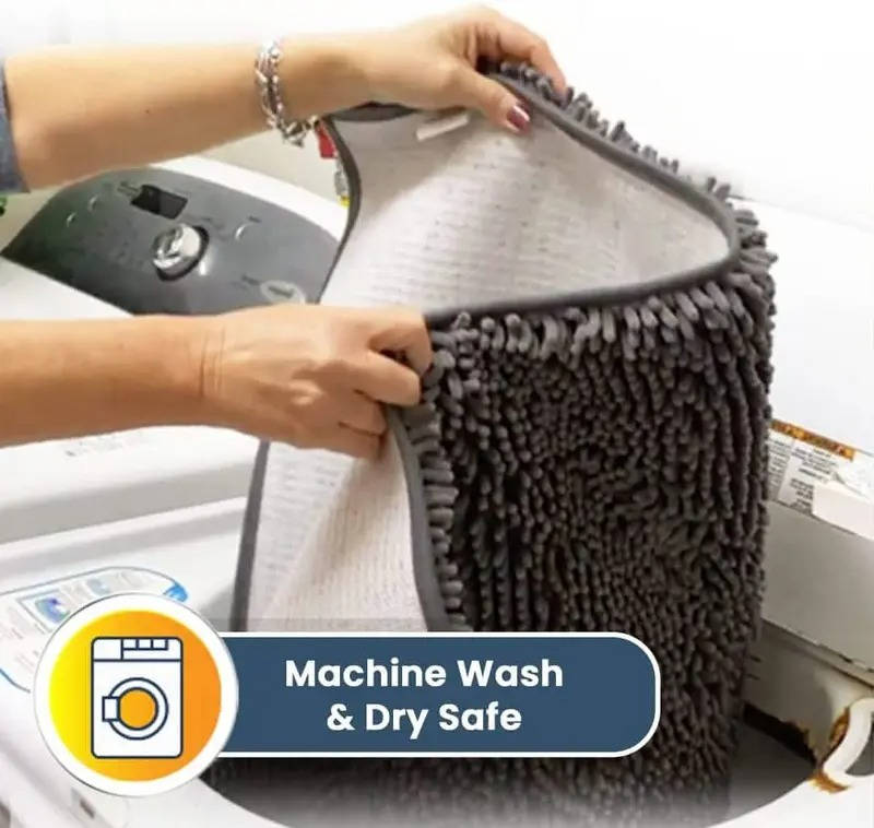 Microfiber Chenille Door Mat with Anti-Slip Backing and Machine Washable, 1-Inch Pile All Vera Mart
