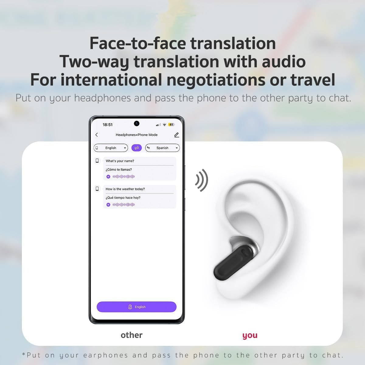 Real Time Translation Earbuds with Wireless Bluetooth and Noise Filtering for Travel All Vera Mart
