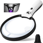 Magnifying Glass with LED Light and UV Verification, Triple Magnification 10x-45x All Vera Mart