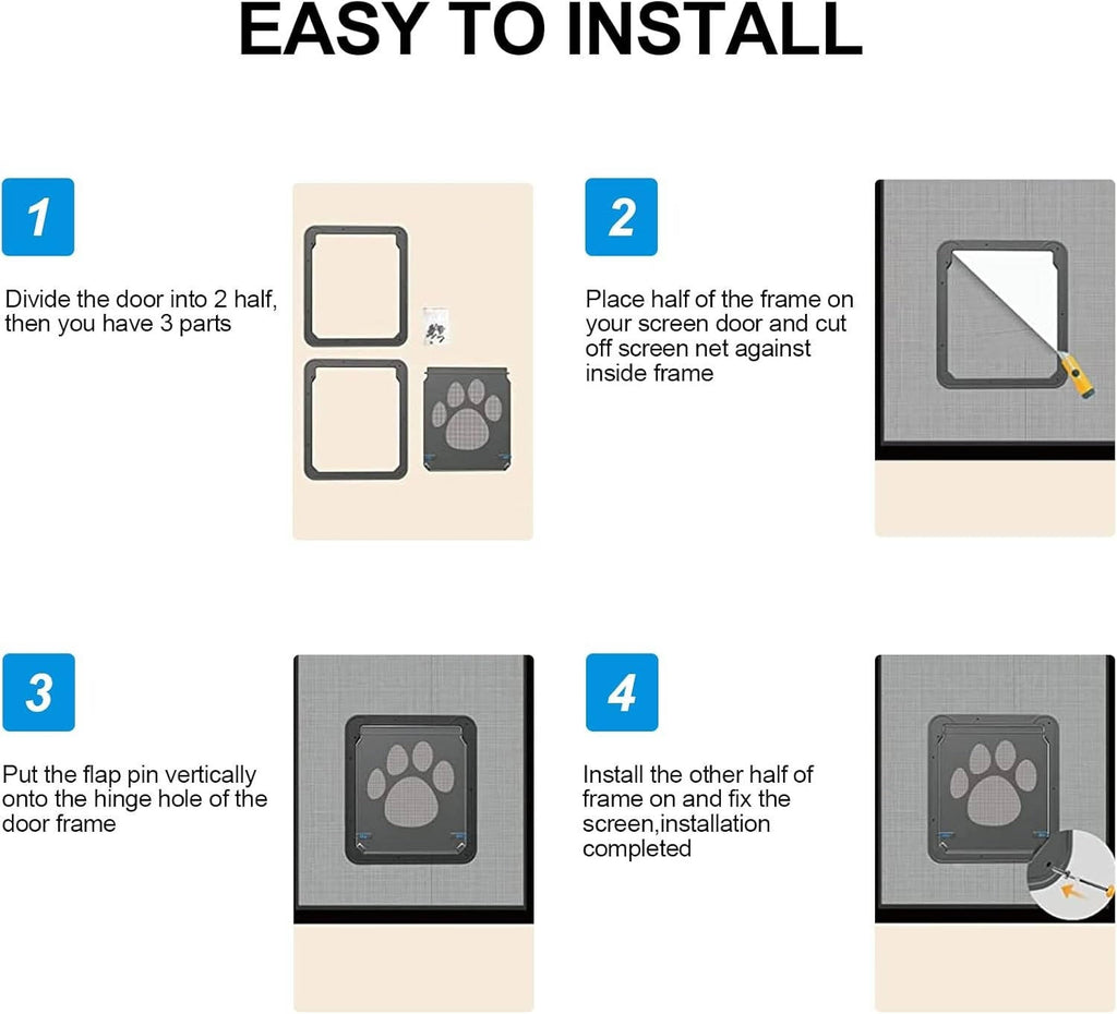 Magnetic Pet Door for Screen and Sliding Glass Doors with Reinforced Mesh All Vera Mart