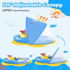Inflatable Baby Pool Float with Adjustable Four-Position Canopy and Dual Air Chambers All Vera Mart