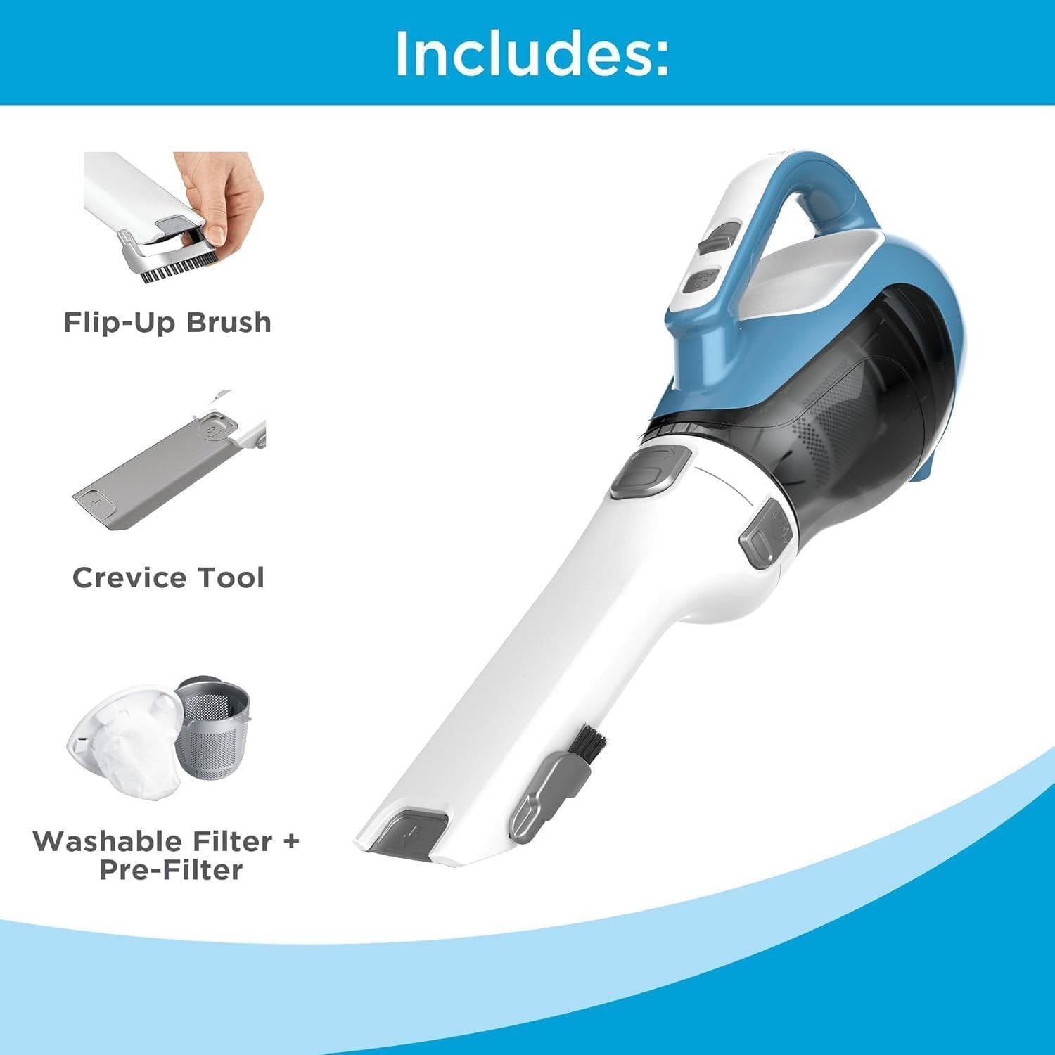 Handheld Vacuum with 180 Degree Rotating Nozzle and Crevice Tool, Cordless Cyclonic Cleaner for Home and Car All Vera Mart