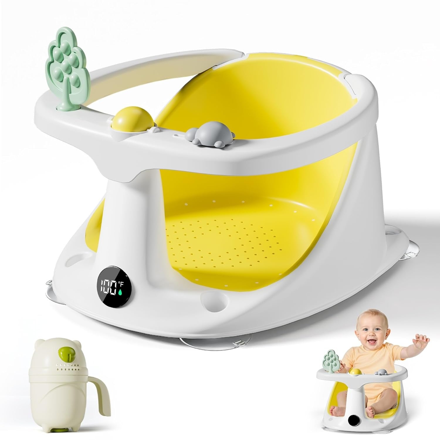 Infant Bath Seat with Temperature Monitor and Rinse Cup for 6 Months+ All Vera Mart