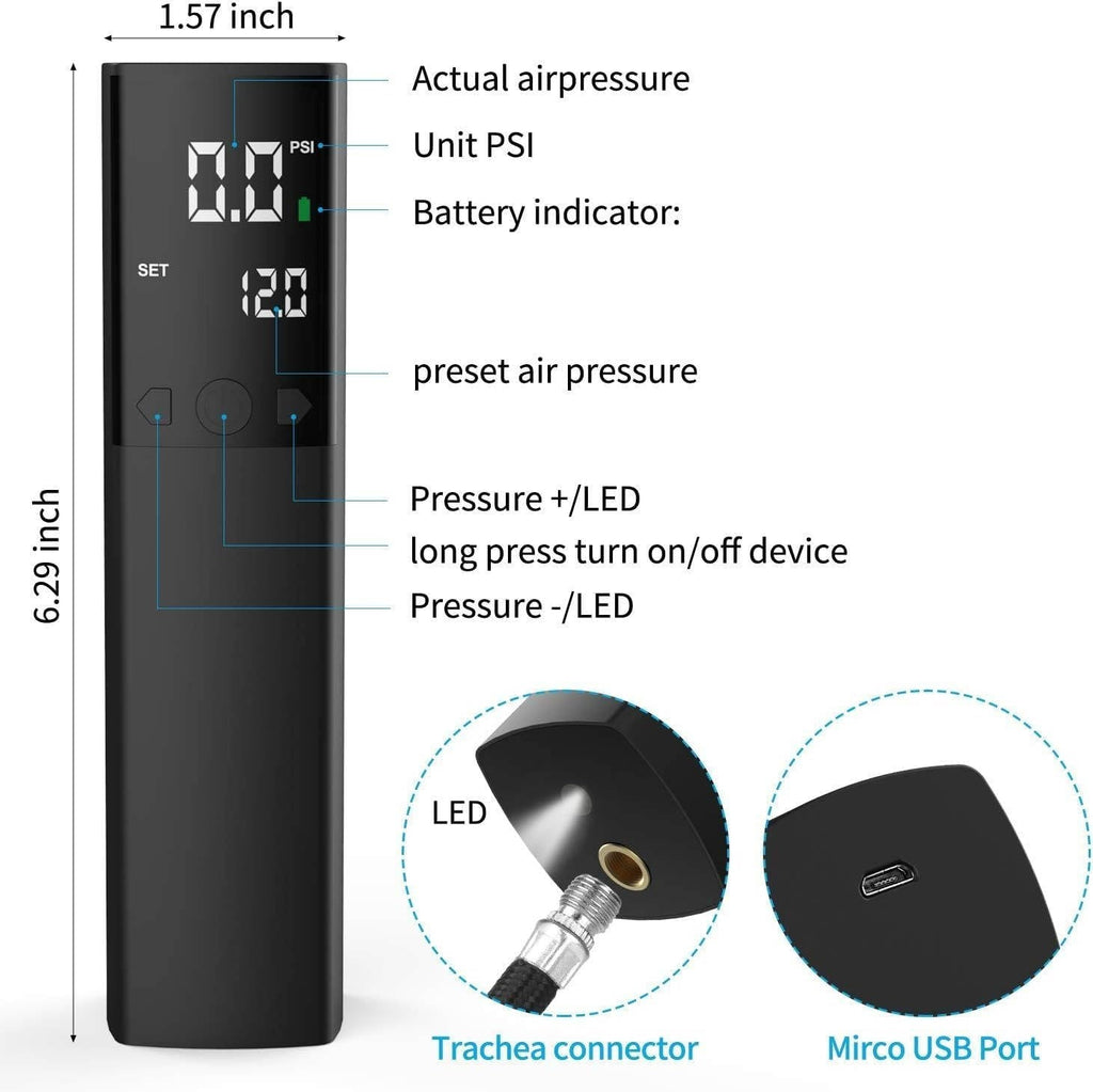 Automatic Sports Ball Pump with Digital Pressure Display and LED Work Light All Vera Mart