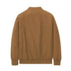 Bomber Jacket with Metal Zipper and Rib Knit Trim, Matte Wind-Blocking Finish All Vera Mart