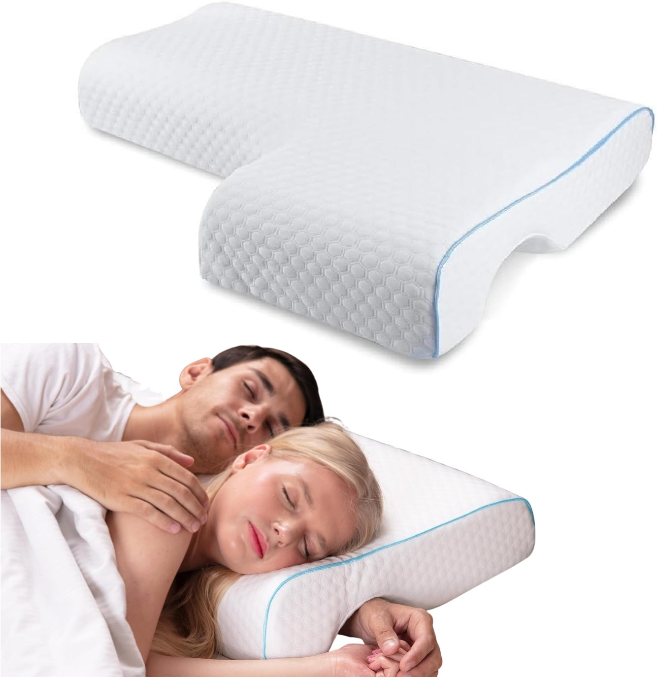 Couple Side Sleeper Pillow with Arm Tunnel Channel and Memory Foam, Machine Washable All Vera Mart