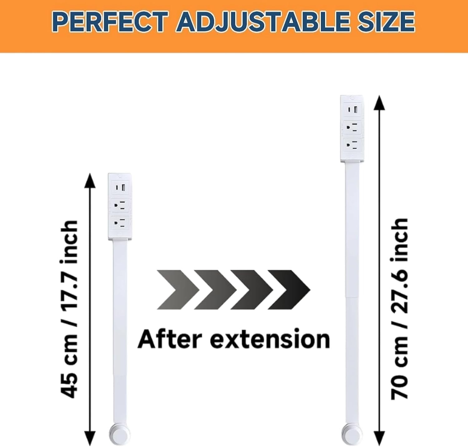 Telescopic Outlet Extender with Dual USB Charging and 180-Degree Rotation All Vera Mart