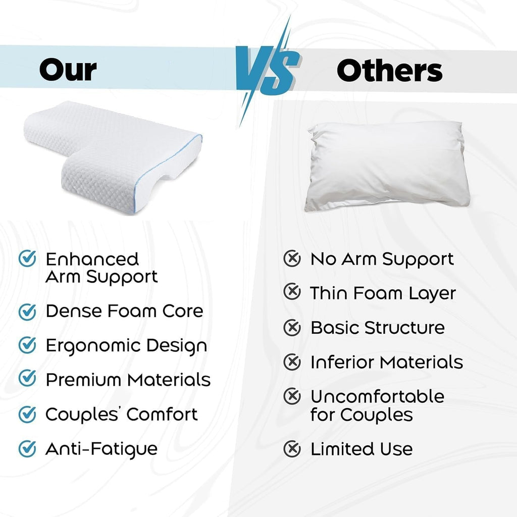 Couple Side Sleeper Pillow with Arm Tunnel Channel and Memory Foam, Machine Washable All Vera Mart