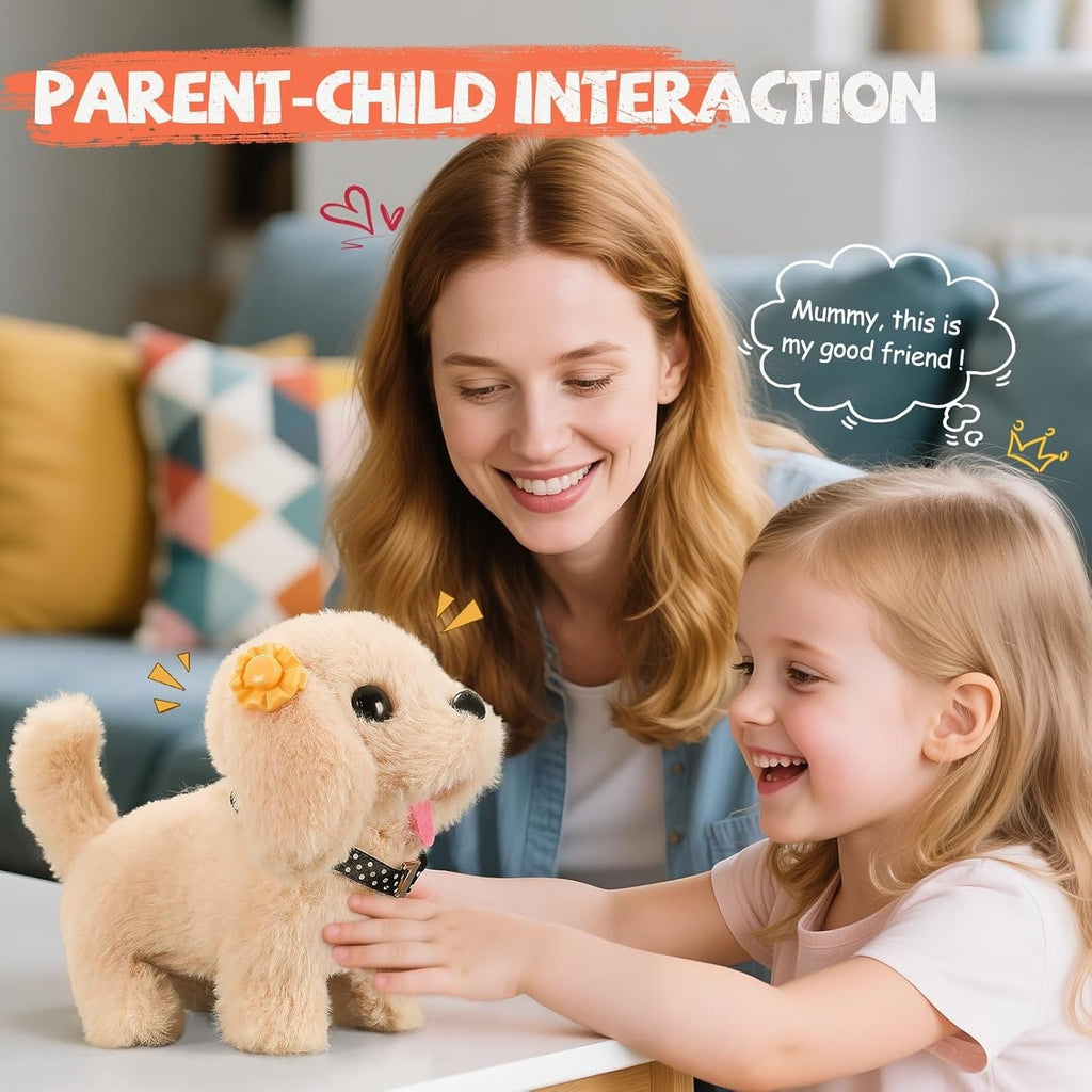 Interactive Robot Puppy with Walking Motion and Touch Sounds, 16-Piece Pet Care Playset All Vera Mart