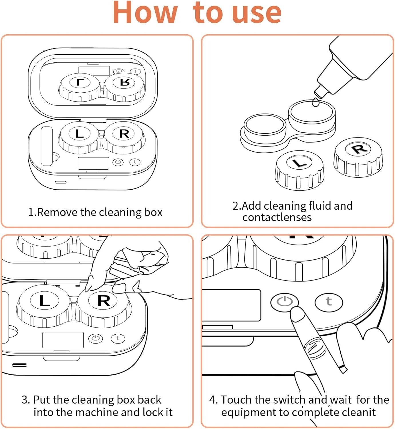 Ultrasonic Contact Lens Cleaner with Dual Chambers and USB Charging, 47000Hz Vibration All Vera Mart