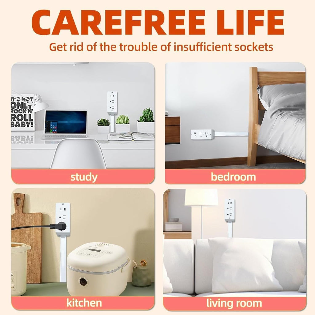 Telescopic Outlet Extender with Dual USB Charging and 180-Degree Rotation All Vera Mart