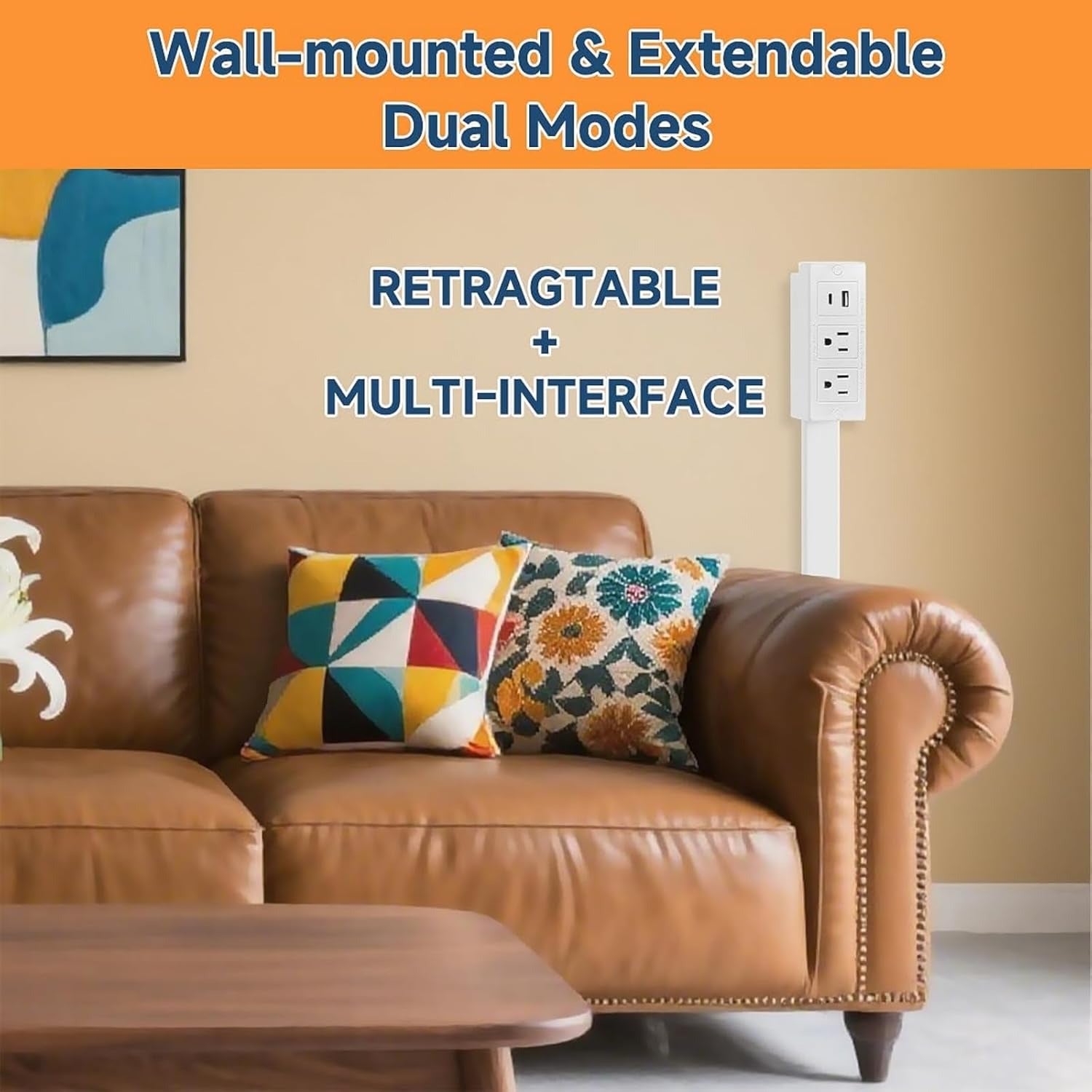 Telescopic Outlet Extender with Dual USB Charging and 180-Degree Rotation All Vera Mart