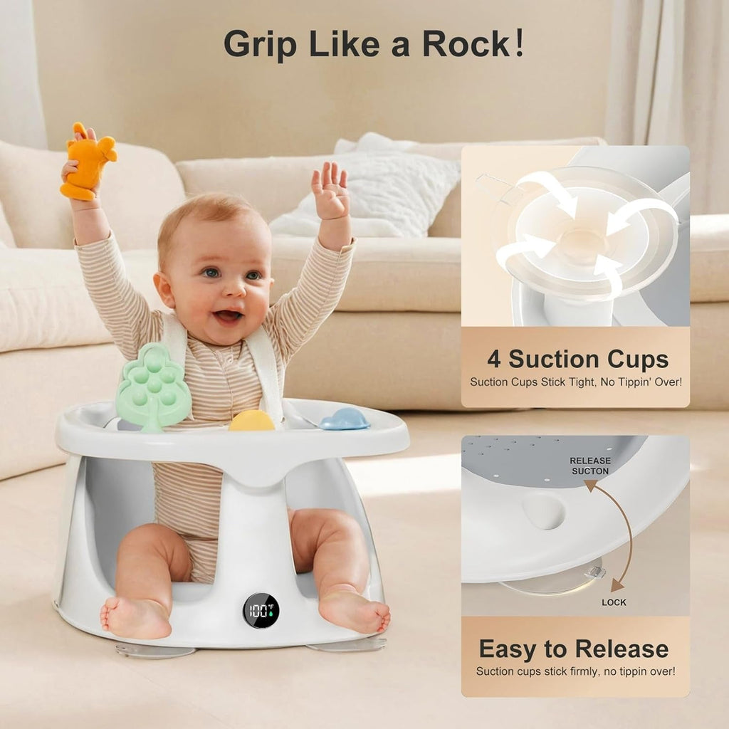 Infant Bath Seat with Temperature Monitor and Rinse Cup for 6 Months+ All Vera Mart