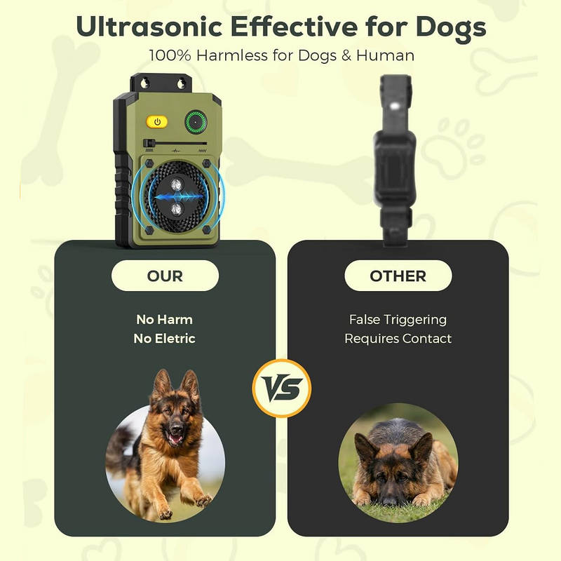 Ultrasonic Bark Deterrent with Automatic Detection and 3 Frequency Modes, 50ft Range All Vera Mart