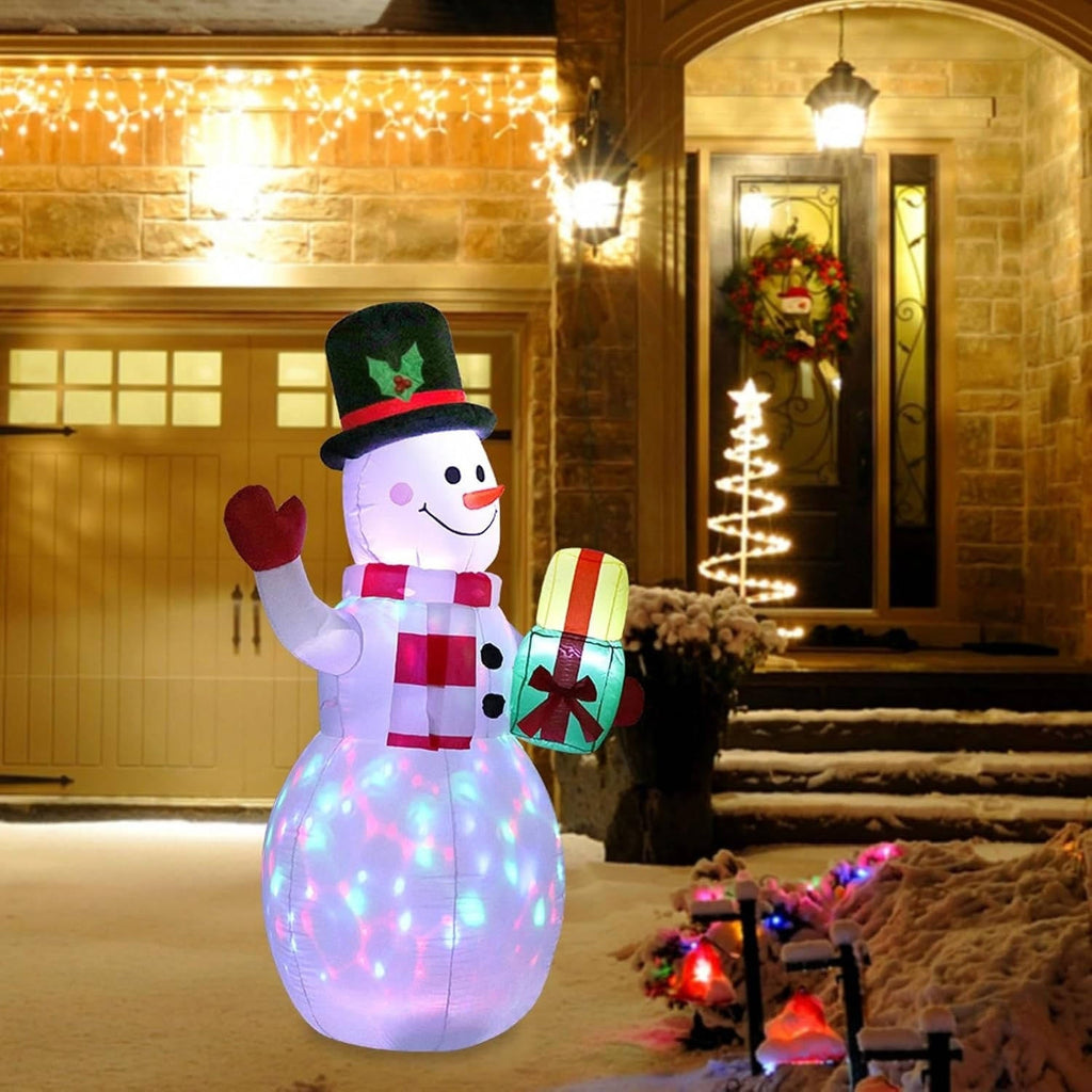 Inflatable Snowman Decoration with Rotating LED Lights and Electric Fan, 5 Feet All Vera Mart